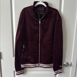 Burgundy Velvet Jacket with White Accents, size XL